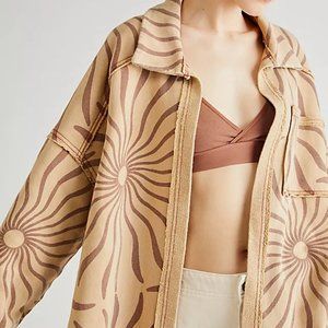 NEW WE THE FREE PEOPLE DYLAN SUNBURST SAND OPEN SHIRT JACKET MEDIUM LARGE 🌞🌞🌞